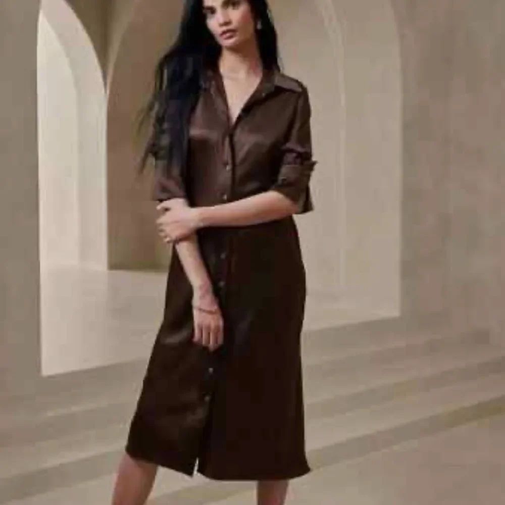 Banana Republic Enchant Silk
Shirtdress Roasted Cocoa Brown
L12